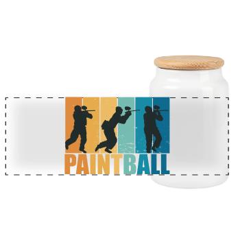 Paintball Paintballer Gotcha Vintage Geschenk - Panorama Keksdose mit Holzdeckel - Weiß - Vorne