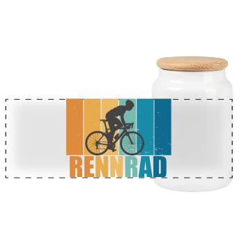 Rennrad Vintage Retro Radsport Fahrrad Geschenk - Panorama Keksdose mit Holzdeckel - Weiß - Vorne