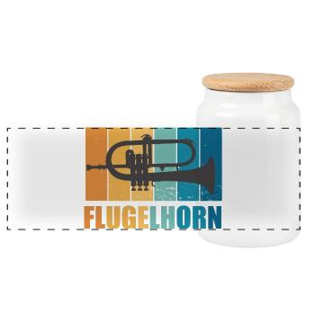 Flugelhorn Vintage Musiker Instrument Geschenk - Panorama Keksdose mit Holzdeckel - Weiß - Vorne