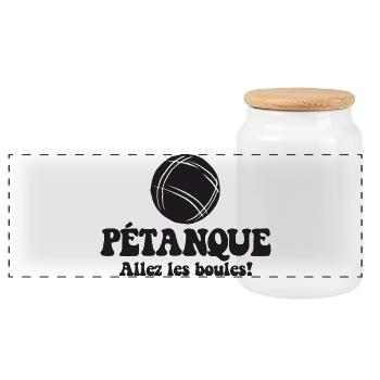 3 Boulekugeln für Bouler Boulekugel Petanque Boule - Panorama Keksdose mit Holzdeckel - Weiß - Vorne