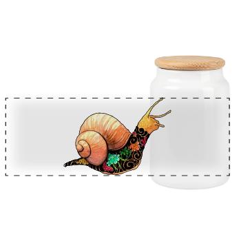 Yakuza Schnecke - Panorama Keksdose mit Holzdeckel - Weiß - Vorne