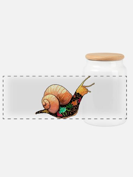 Yakuza Schnecke - Panorama Keksdose mit Holzdeckel - Weiß
