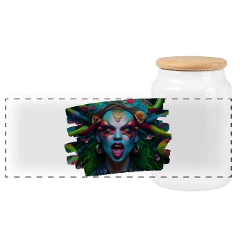 kunst kreativ lustig horror monster techno party - Panorama Keksdose mit Holzdeckel - Weiß - Vorne