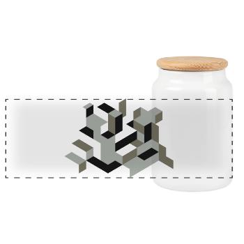Perspective Construction Cube Dyeing Yourself Labyrinth 3D - Panoramic Cookie Jar with Wooden Lid - white - Front