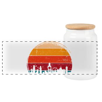 Londoner Sonnenuntergangs-Skyline-Kreis - Panorama Keksdose mit Holzdeckel - Weiß - Vorne