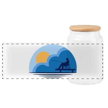 fishing, fishing enthusiast, angling - Panoramic Cookie Jar with Wooden Lid - white - Front