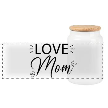 Love Mom... - Panorama Keksdose mit Holzdeckel - Weiß - Vorne