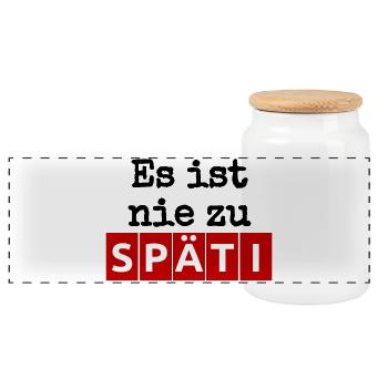 Es ist nie zu - SPÄTI Wortwitz - immer geöffnet b - Panorama Keksdose mit Holzdeckel - Weiß - Vorne