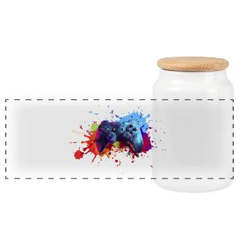 Gamepad Splash Gamer Gift Gamer Gaming - Panoramic Cookie Jar with Wooden Lid - white - Front