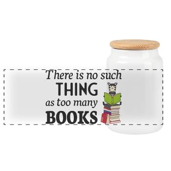 Reading Zebra, no such thing as too many books - Panorama Keksdose mit Holzdeckel - Weiß - Vorne