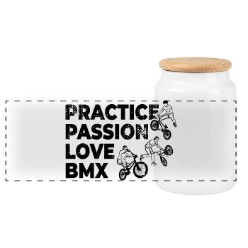 Practice Passion Love BMX - Panorama Keksdose mit Holzdeckel - Weiß - Vorne