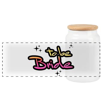 Bride to be retro look bachelor party engagement bachelor party - Panoramic Cookie Jar with Wooden Lid - white - Front