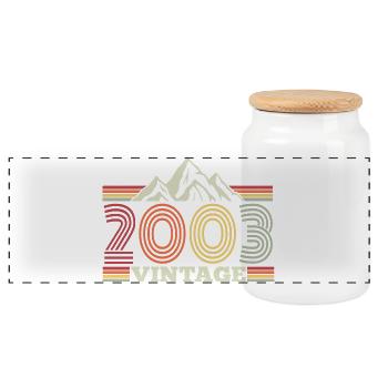 2003 Birthday Hiking Mountain - Panoramic Cookie Jar with Wooden Lid - white - Front