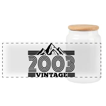 2003 Birthday Hiking Mountains - Panoramic Cookie Jar with Wooden Lid - white - Front