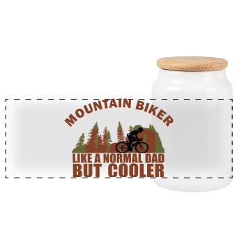 Mountainbike-Vater - Panorama Keksdose mit Holzdeckel - Weiß - Vorne