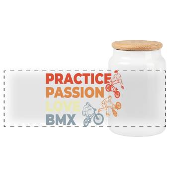 BMX Motivation - Panoramic Cookie Jar with Wooden Lid - white - Front