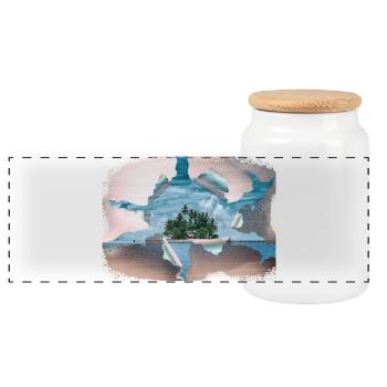 Le rêve de l’île - Boîte à biscuits avec couvercle en bois - blanc - Devant