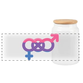 Mois de la fierté LGBTQ - Signe bisexuel - Boîte à biscuits avec couvercle en bois - blanc - Devant