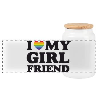 Ich liebe meine Freundin - LGBTQ - Panorama Keksdose mit Holzdeckel - Weiß - Vorne
