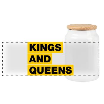 Kings and Queens / Könige und Königinnen - Panorama Keksdose mit Holzdeckel - Weiß - Vorne