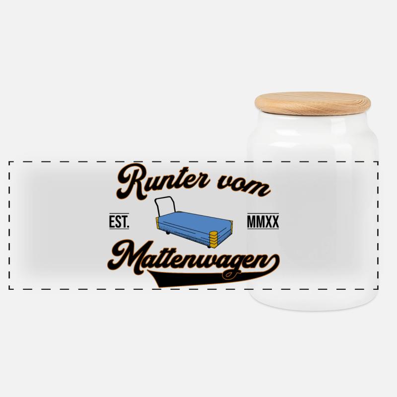 Runter vom Mattenwagen - Panorama Keksdose mit Holzdeckel - Weiß
