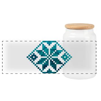 Geometric water - Traditional Romanian folk art - Panoramic Cookie Jar with Wooden Lid - white - Front