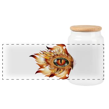 Tatouage de l’œil magique d’un dragon en flammes - Boîte à biscuits avec couvercle en bois - blanc - Devant