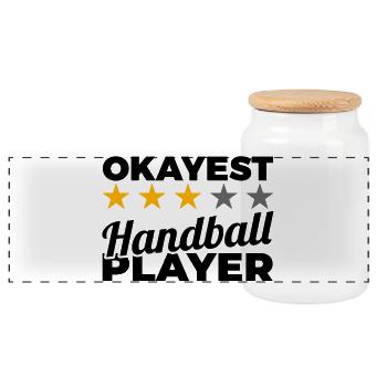 Funny handball player - Panoramic Cookie Jar with Wooden Lid - white - Front
