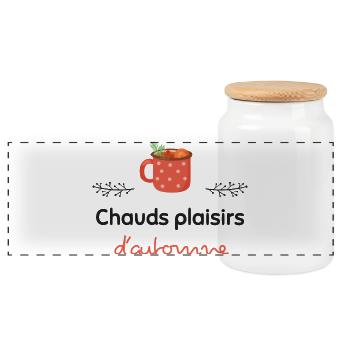 Chauds plaisirs d'automne ! | Cadeau - Boîte à biscuits avec couvercle en bois - blanc - Devant
