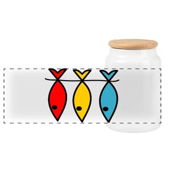 RETIREMENT. HAPPY RETIREMENT. HAPPY RETIREMENT - Panoramic Cookie Jar with Wooden Lid - white - Front