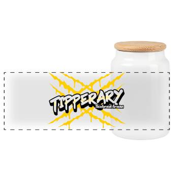 Tipperary County Ireland - Panoramic Cookie Jar with Wooden Lid - white - Front