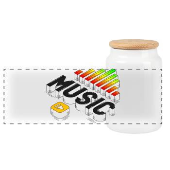 Play The Music | Isometric Music Illustration - Panoramic Cookie Jar with Wooden Lid - white - Front
