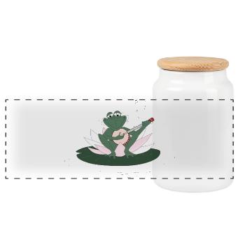 Grenouille Banjo - Boîte à biscuits avec couvercle en bois - blanc - Devant