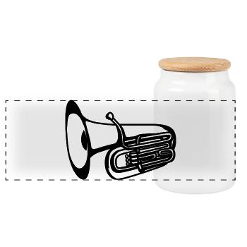 Dessin de tuba - Boîte à biscuits avec couvercle en bois - blanc - Devant