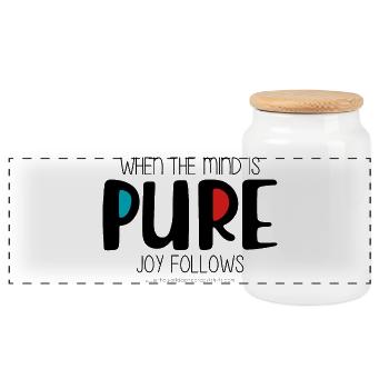 Pure - Panoramic Cookie Jar with Wooden Lid - white - Front