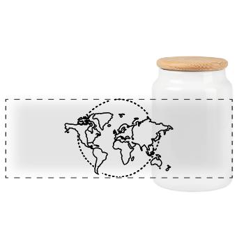 Croquis de carte du monde - Boîte à biscuits avec couvercle en bois - blanc - Devant