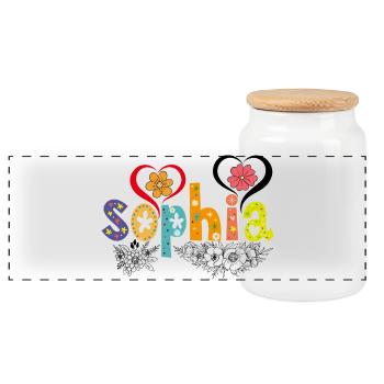 Nom personnalisé de Sophia - Boîte à biscuits avec couvercle en bois - blanc - Devant