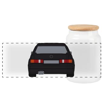 Retro Sports Car Silhouette Design - Panoramic Cookie Jar with Wooden Lid - white - Front