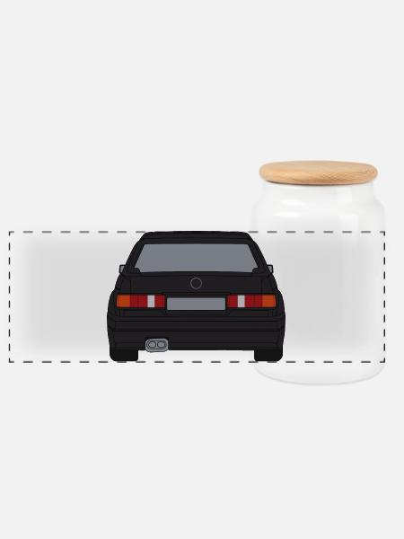 Retro Sportwagen Silhouette Design - Panorama Keksdose mit Holzdeckel - Weiß