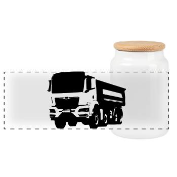 Trucker Life Truck Driver - Panoramic Cookie Jar with Wooden Lid - white - Front