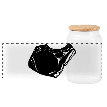 Steak - Panoramic Cookie Jar with Wooden Lid - white - Front
