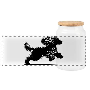 Cocker Spaniel - Panorama Keksdose mit Holzdeckel - Weiß - Vorne