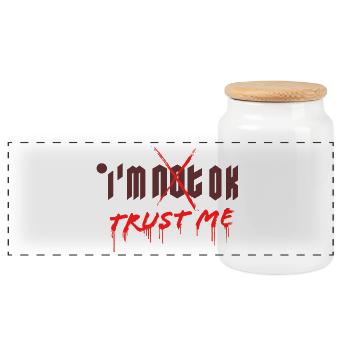 I'm OK. Trust Me. - Panorama Keksdose mit Holzdeckel - Weiß - Vorne