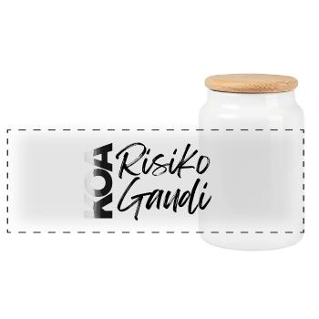 koa risk koa Gaudi, no risk no fun - Boîte à biscuits avec couvercle en bois - blanc - Devant