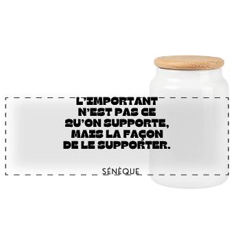 Citation motivante Sénèque stoïcisme - Boîte à biscuits avec couvercle en bois - blanc - Devant