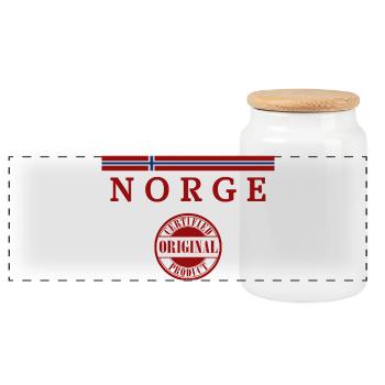 Norwegian flag, Norwegian pride - Panoramic Cookie Jar with Wooden Lid - white - Front