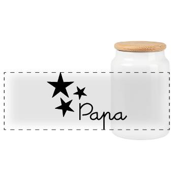 DAD. FATHER'S DAY. HAPPY FATHER'S DAY. HAPPY BIRTHDAY. - Panoramic Cookie Jar with Wooden Lid - white - Front