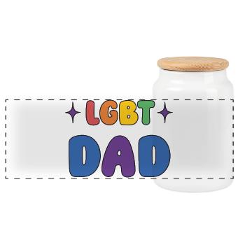 Mois de la fierté LGBTQ - Papa LGBT - Boîte à biscuits avec couvercle en bois - blanc - Devant
