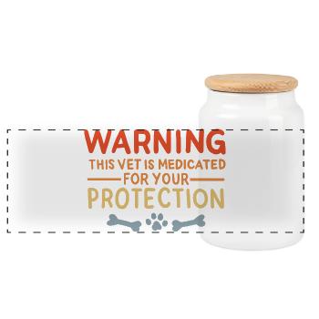 Funny veterinarian - Panoramic Cookie Jar with Wooden Lid - white - Front