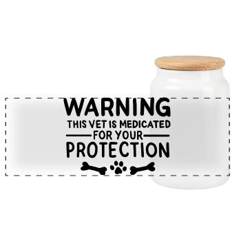 Funny veterinarian - Panoramic Cookie Jar with Wooden Lid - white - Front